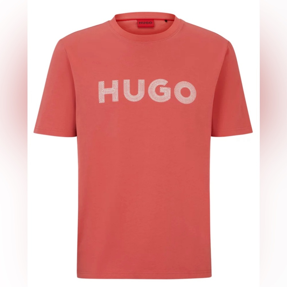 Hugo Boss - COTTON-JERSEY REGULAR-FIT T-SHIRT WITH CROCHET LOGO - Red